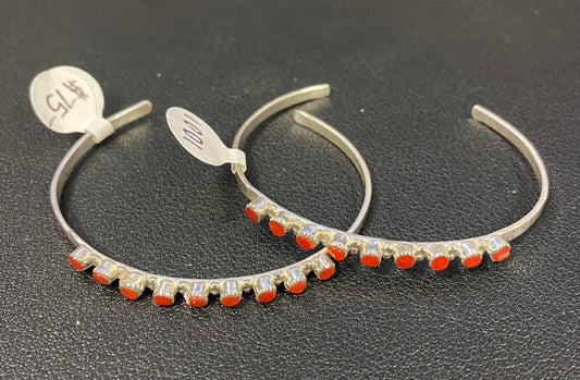 Dainty Red Coral Cuff Bracelet