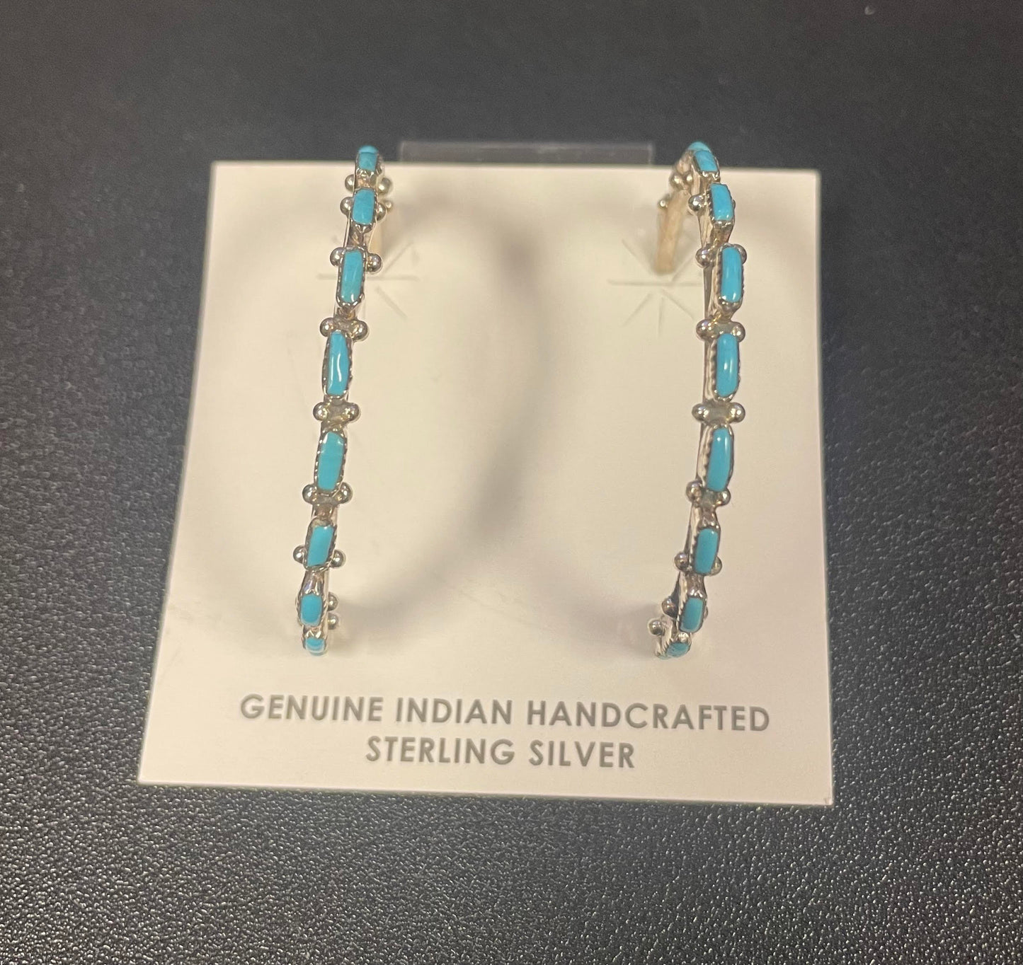 Aurelia Hughte Needlepoint Turquoise Semi-Hoop Earrings