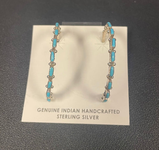 Aurelia Hughte Needlepoint Turquoise Semi-Hoop Earrings