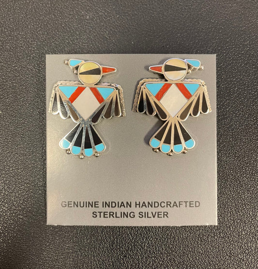 Large Bird Multi-Stone Post Earrings