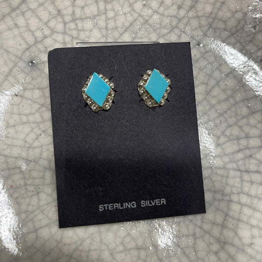 Turquoise Diamond Post Earrings