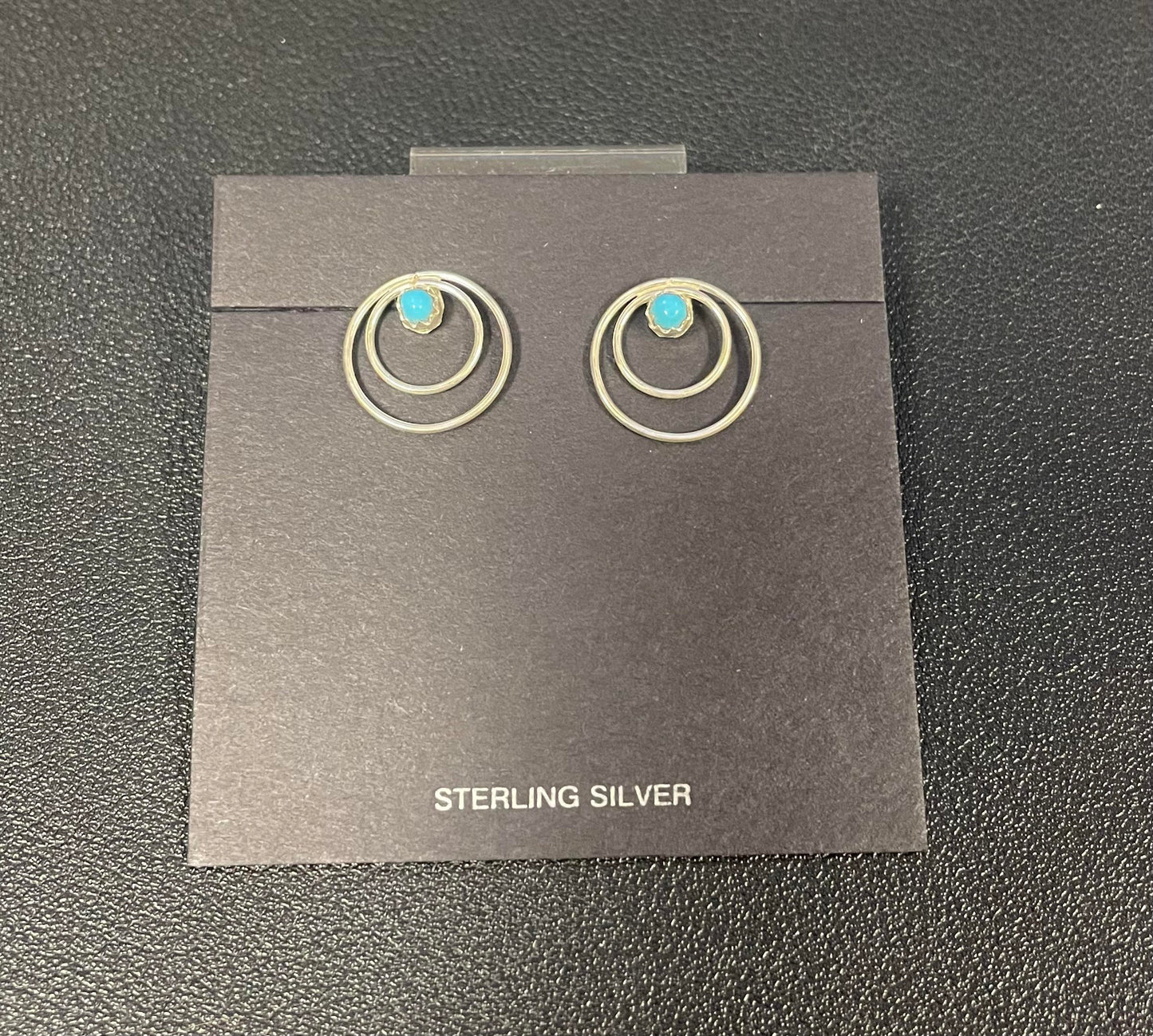 Double Hoop Turquoise Stud Earrings