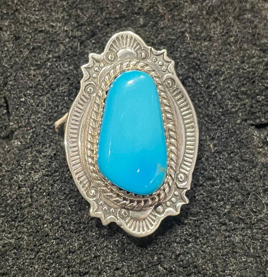 Oval Turquoise 1.25 Silver Ring