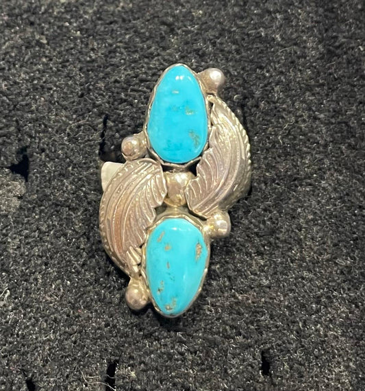 Navajo Turquoise Sterling Silver Leaf