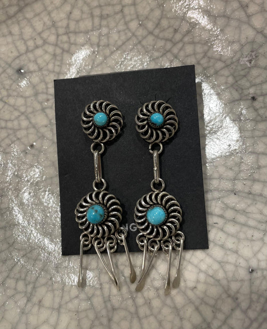 Spiral Turquoise Dangle Earrings