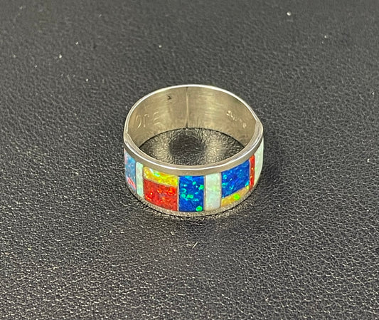 Multi-Color Synthetic Opal Ring