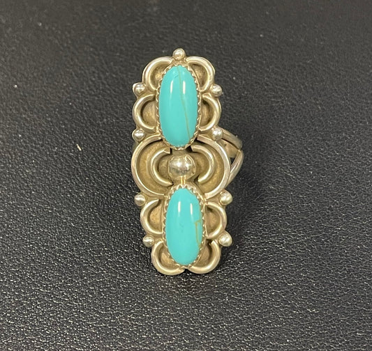 Intricate 2-Stone Turquoise Ring