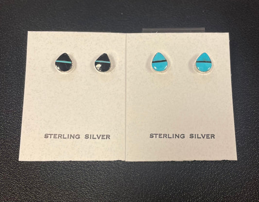 Turquoise and Onyx Teardrop Earrings