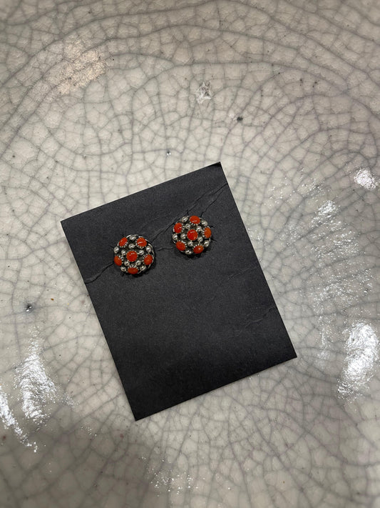 Red Turquoise Pincushion Post Earrings