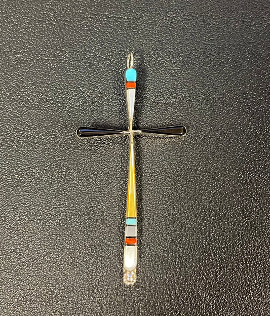 Multi-Stone Large Cross Pendant