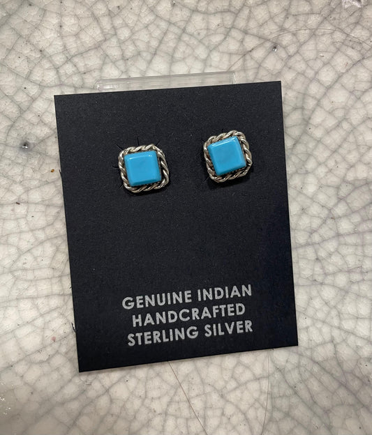 Square Assorted Stone Post Earrings