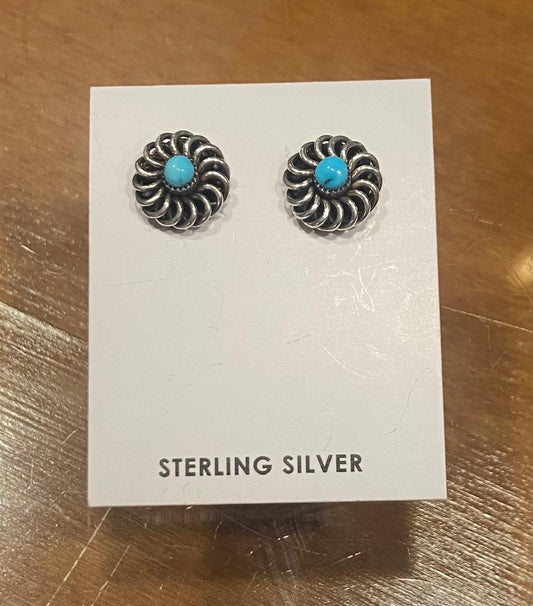 Sterling Silver and Turquoise Looping Post Earrings