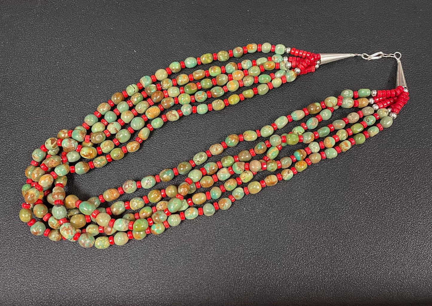5-Strand Green Turquoise Beaded Necklace