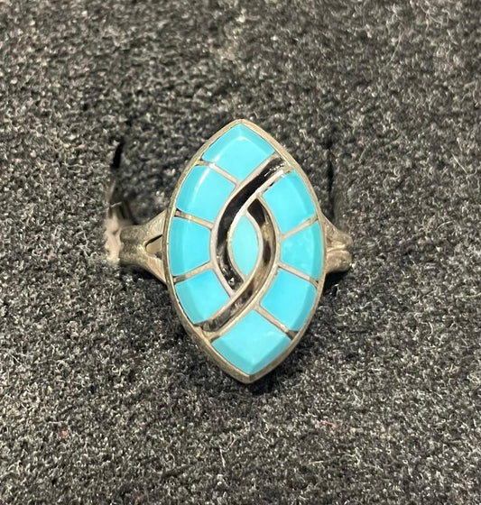 Turquoise Football Inlay Ring
