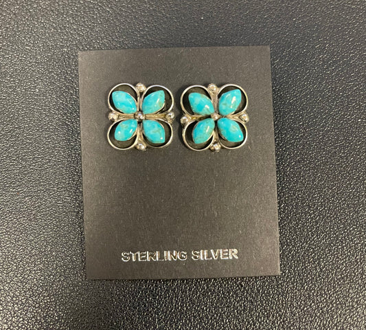 Turquoise Clover Post Earrings
