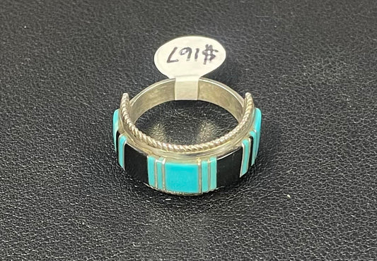 Turquoise and Onyx Inlay Band