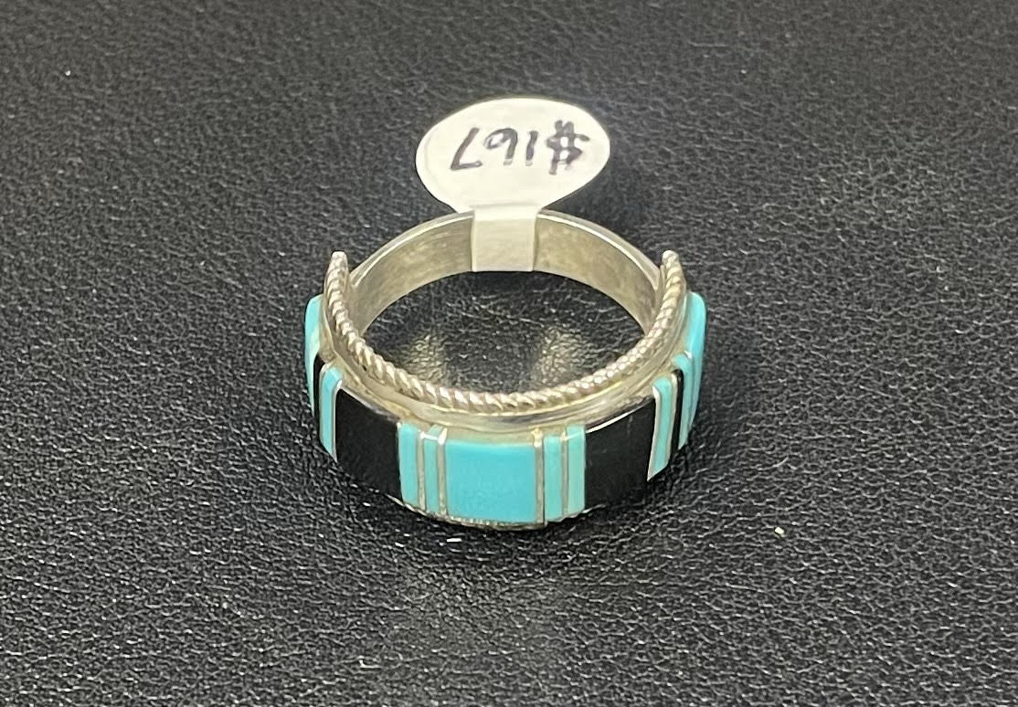 Turquoise and Onyx Inlay Band