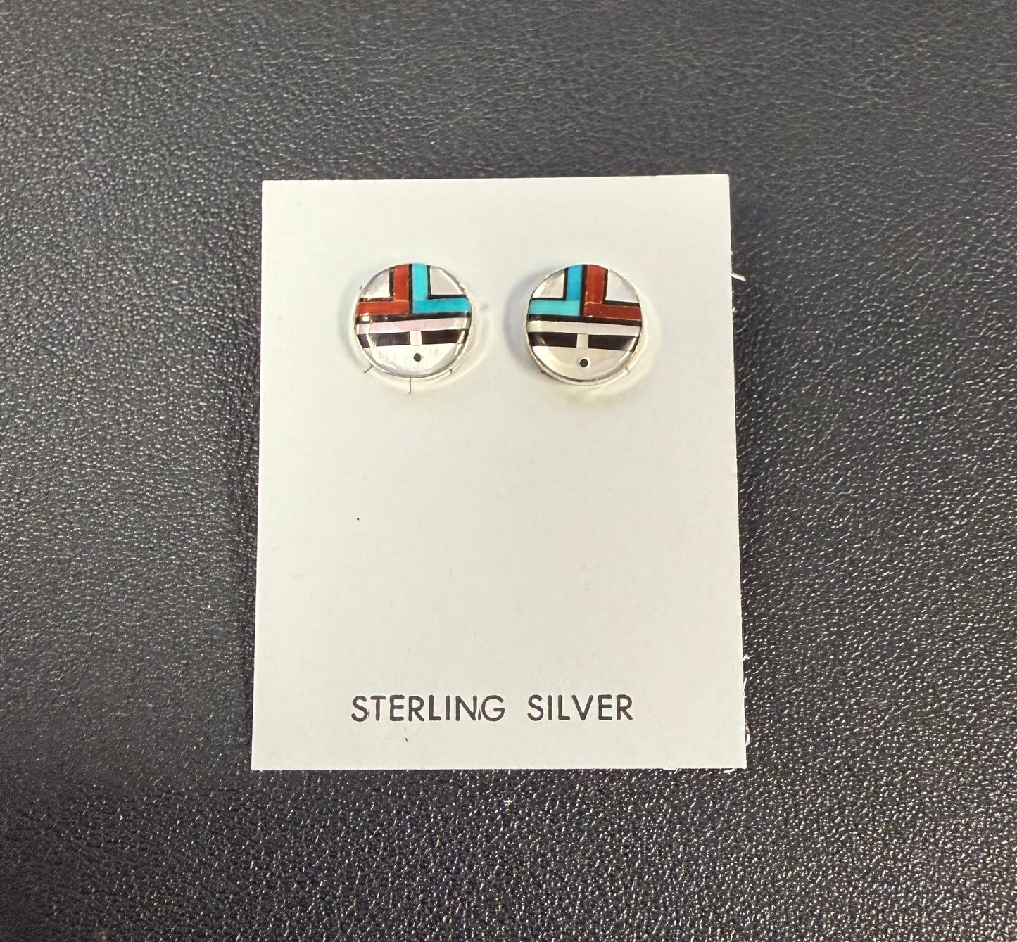Zuni Inlay Circle Stud Earrings