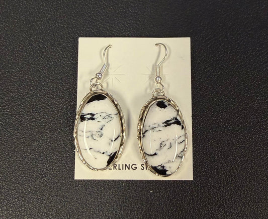 Oval Buffalo Turquoise Dangle Earrings