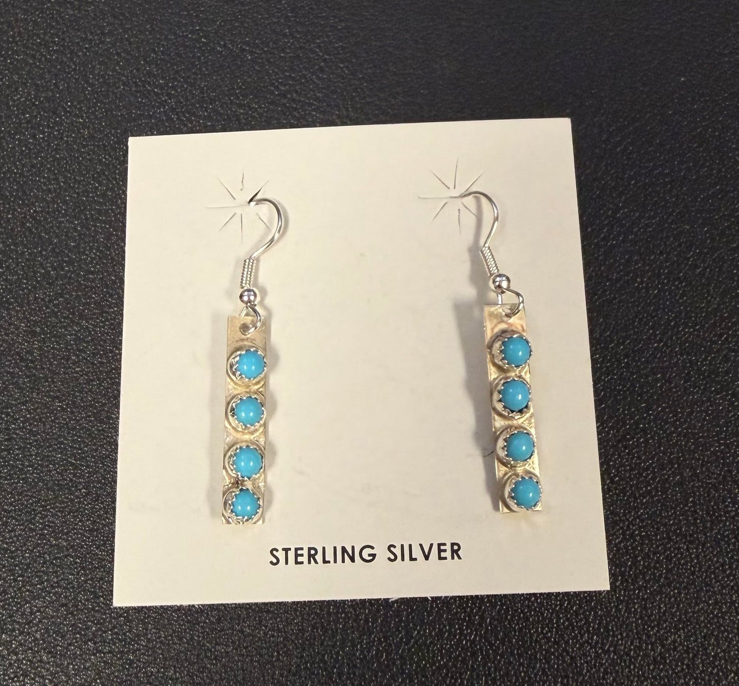 Dotted Turquoise Bar Dangle Earrings