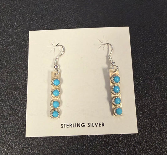 Dotted Turquoise Bar Dangle Earrings