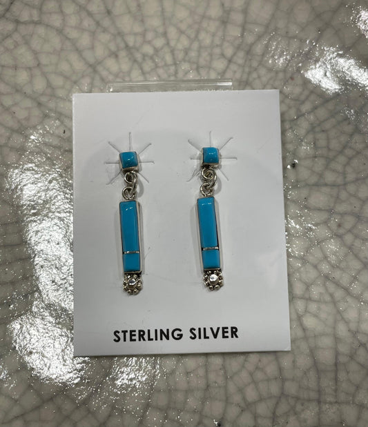 Turquoise Inlay Dangle Earrings
