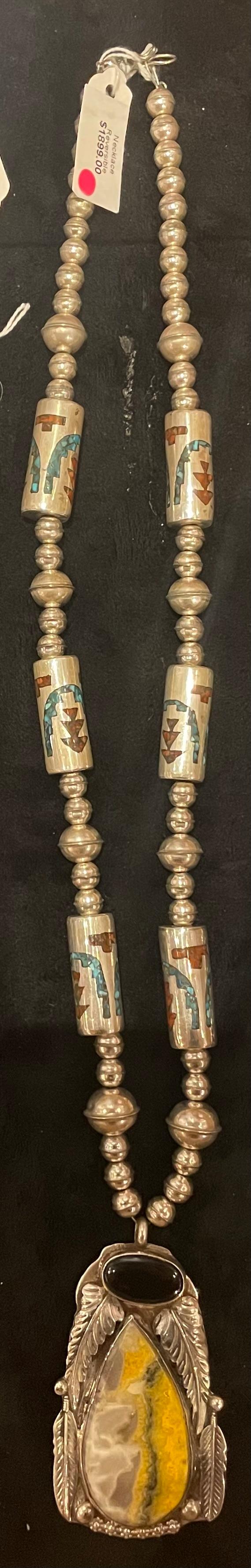 Navajo Jasper and Onyx Reversible Necklace