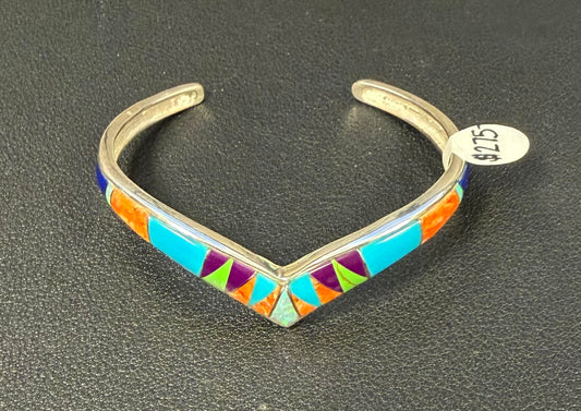 Multi Stone Geometric Pointed Cuff Bracelet