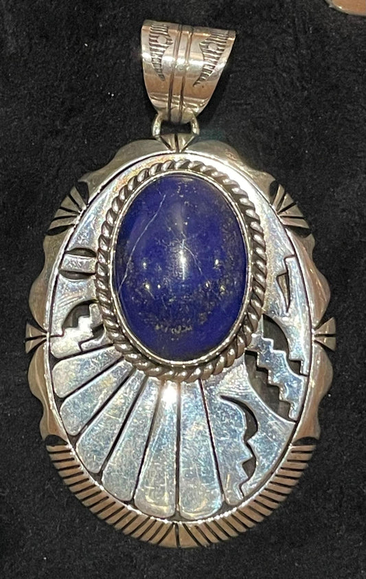 Navajo Lapis Silver Pendant