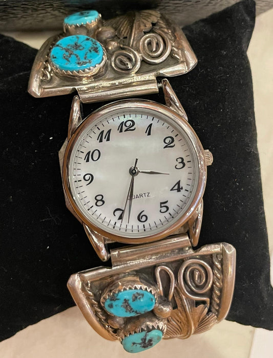 Silver with Turquoise Stones Watch