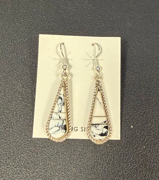 Large Buffalo Turquoise Teardrop Dangle Earrings
