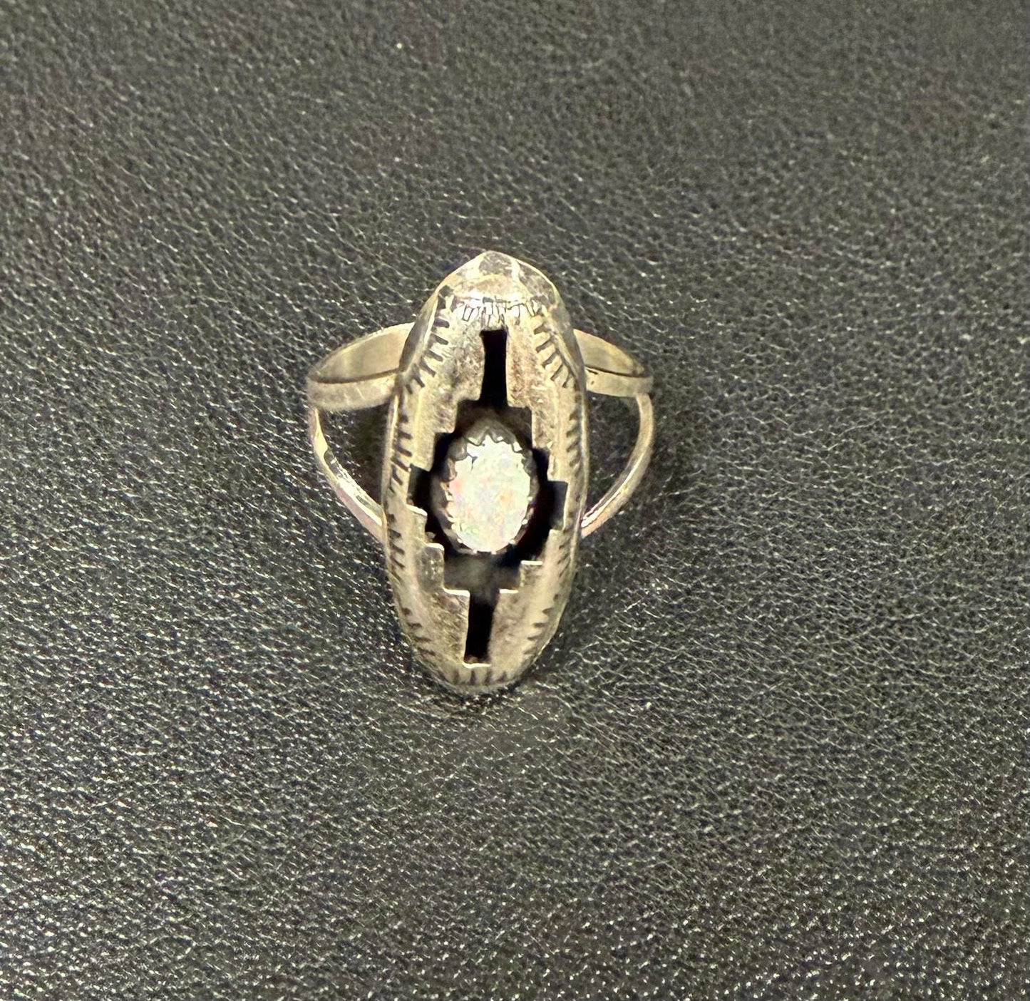 Navajo Stamped Opal Ring