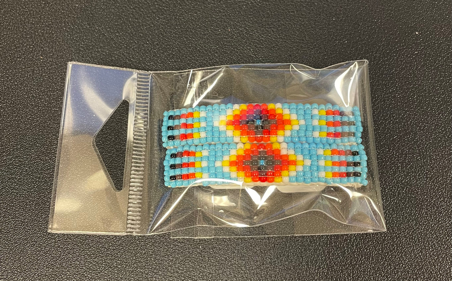 Small Navajo Beaded Hair Barrettes Pair