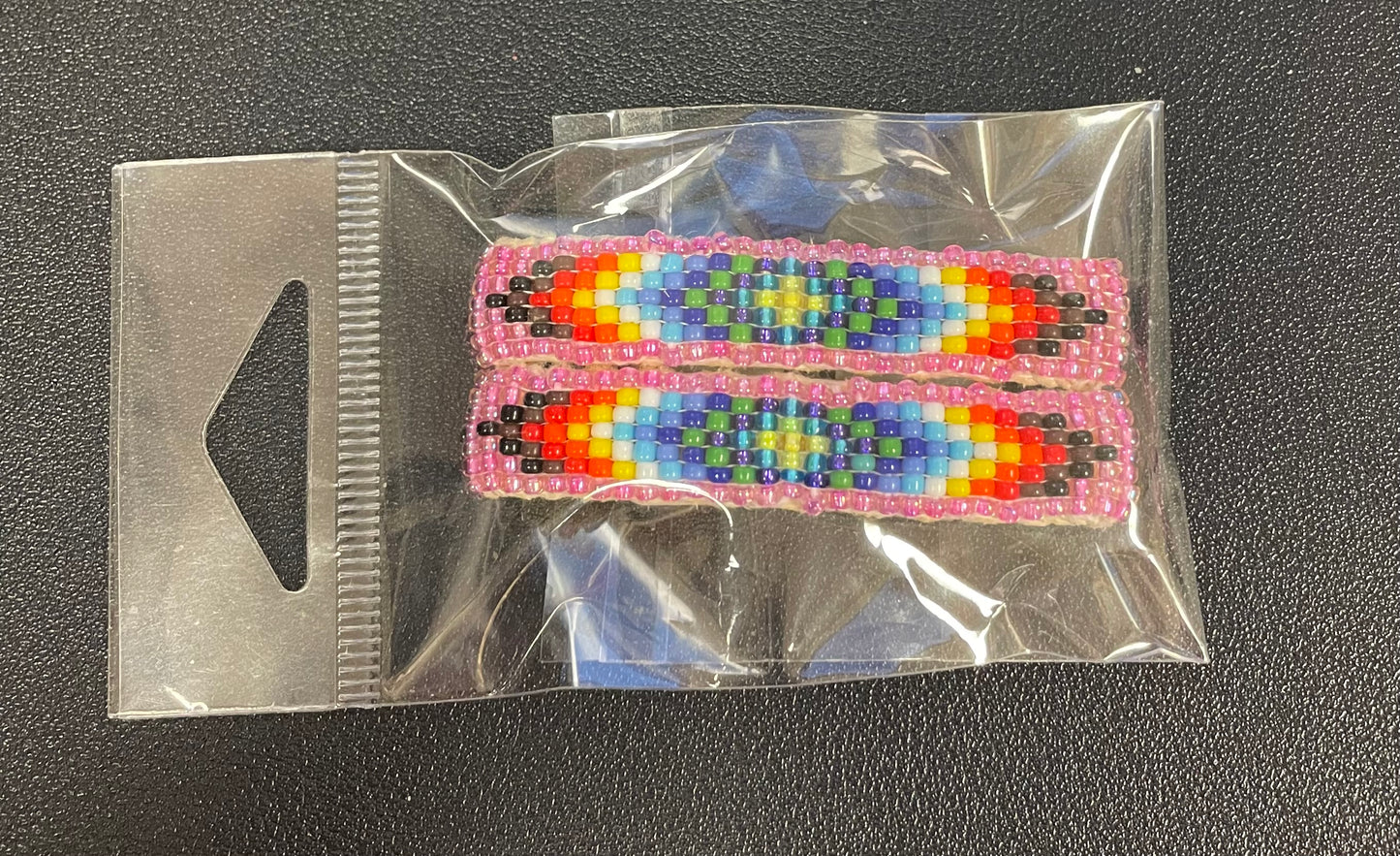 Small Navajo Beaded Hair Barrettes Pair