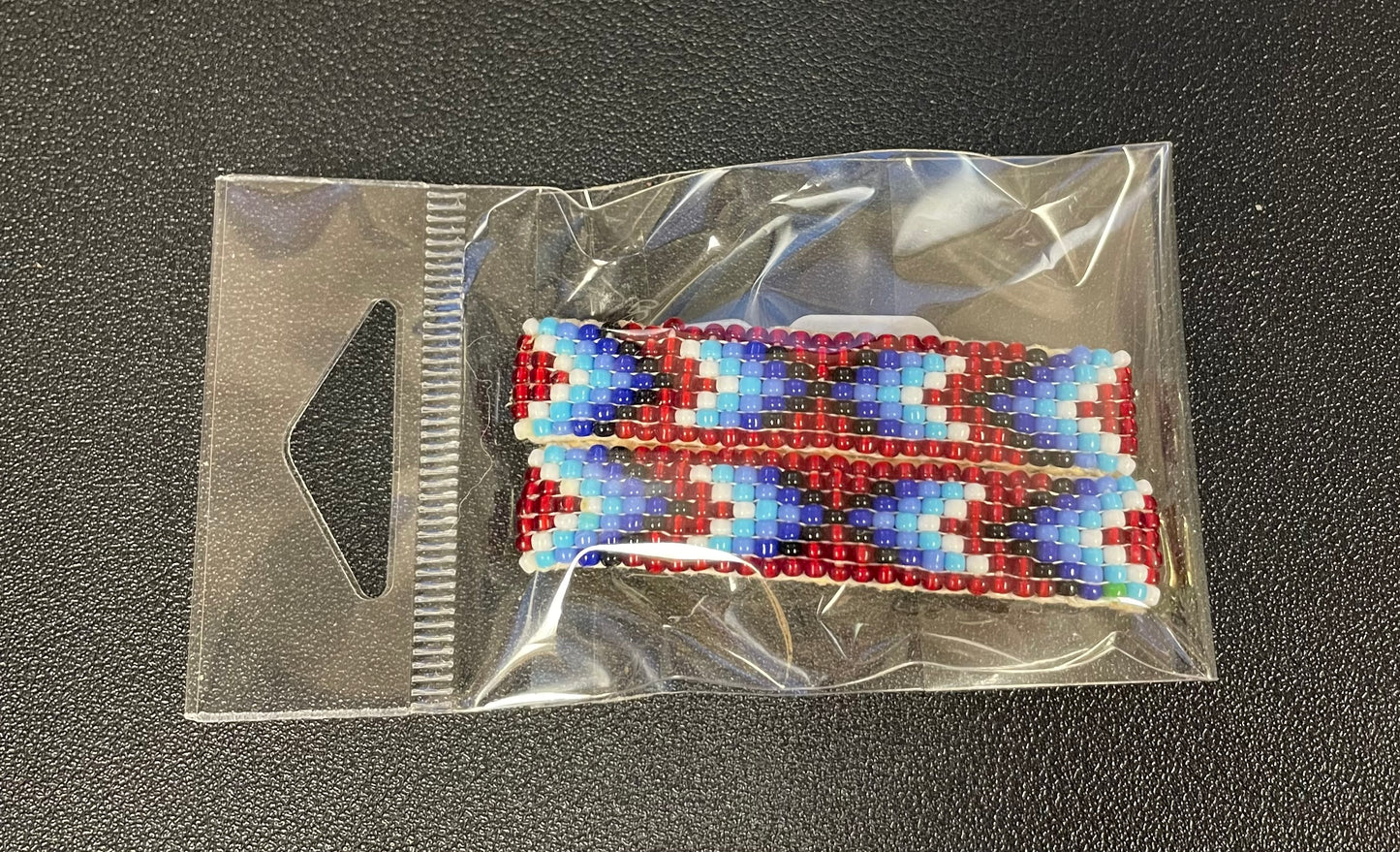 Small Navajo Beaded Hair Barrettes Pair