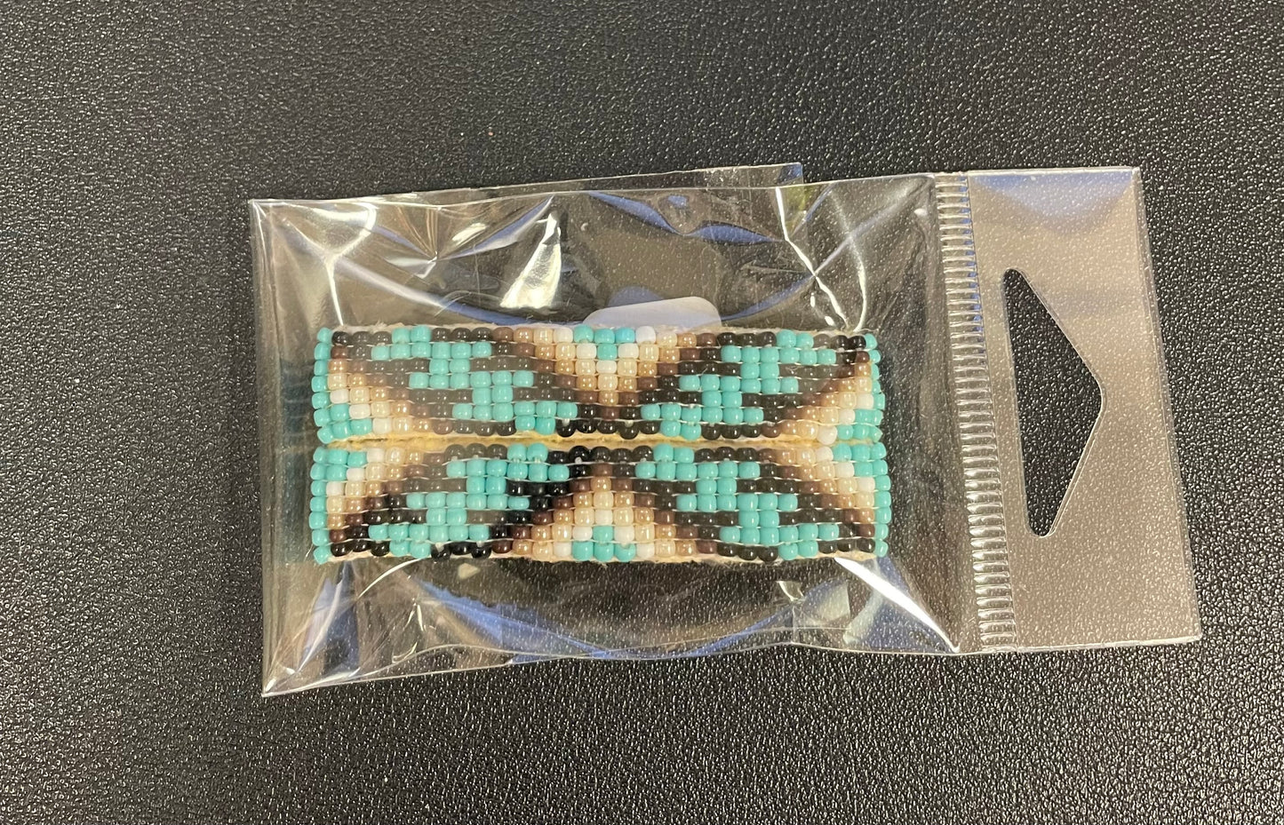 Small Navajo Beaded Hair Barrettes Pair