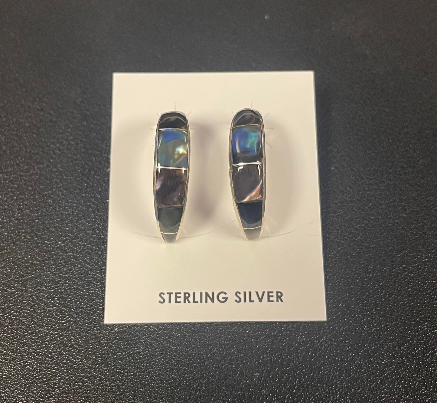 Phil Chavez Shell Inlay Semi-Hoop Earrings