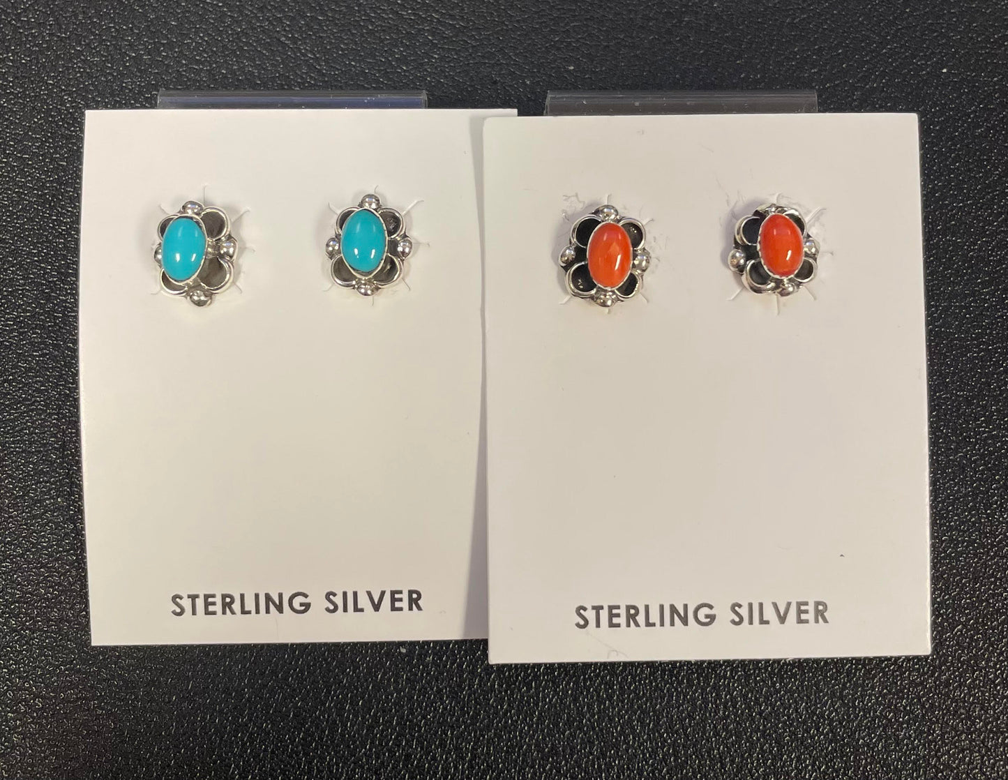 Small Oval Multi-Stone Flower Earrings