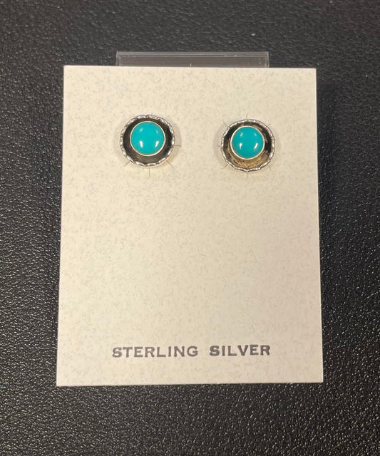 Detailed Turquoise Circle Earrings