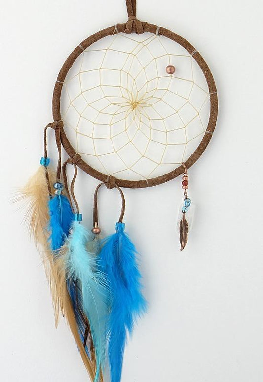 Dream Catcher Brown with Turquoise Feathers 4