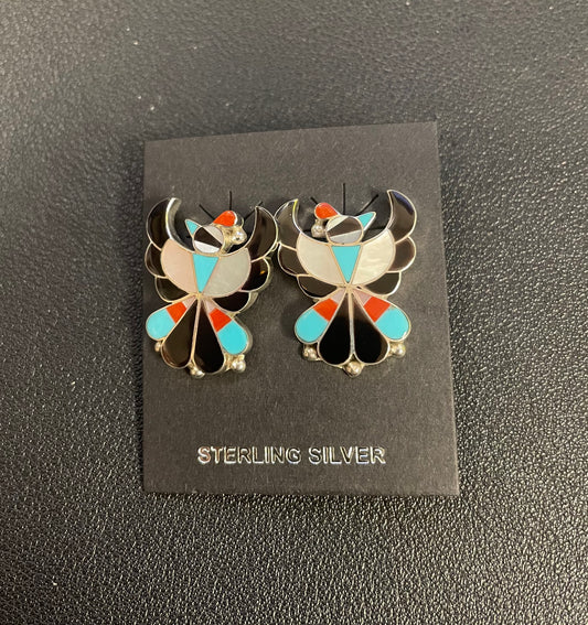 Bran Wallace Multi-Stone Small Bird Post Earrings