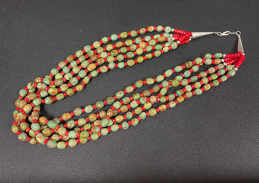 5-Strand Green Turquoise Beaded Necklace