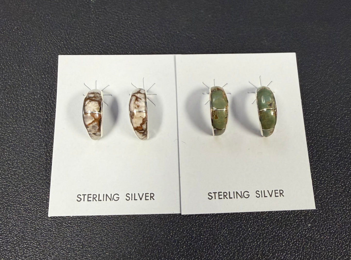 Small Inlay Stone Half Hoop Earrings