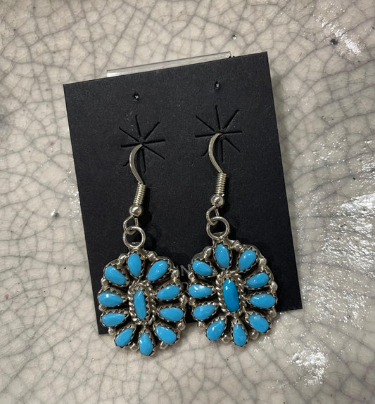 Zuni Needlepoint Flower Dangle Earrings