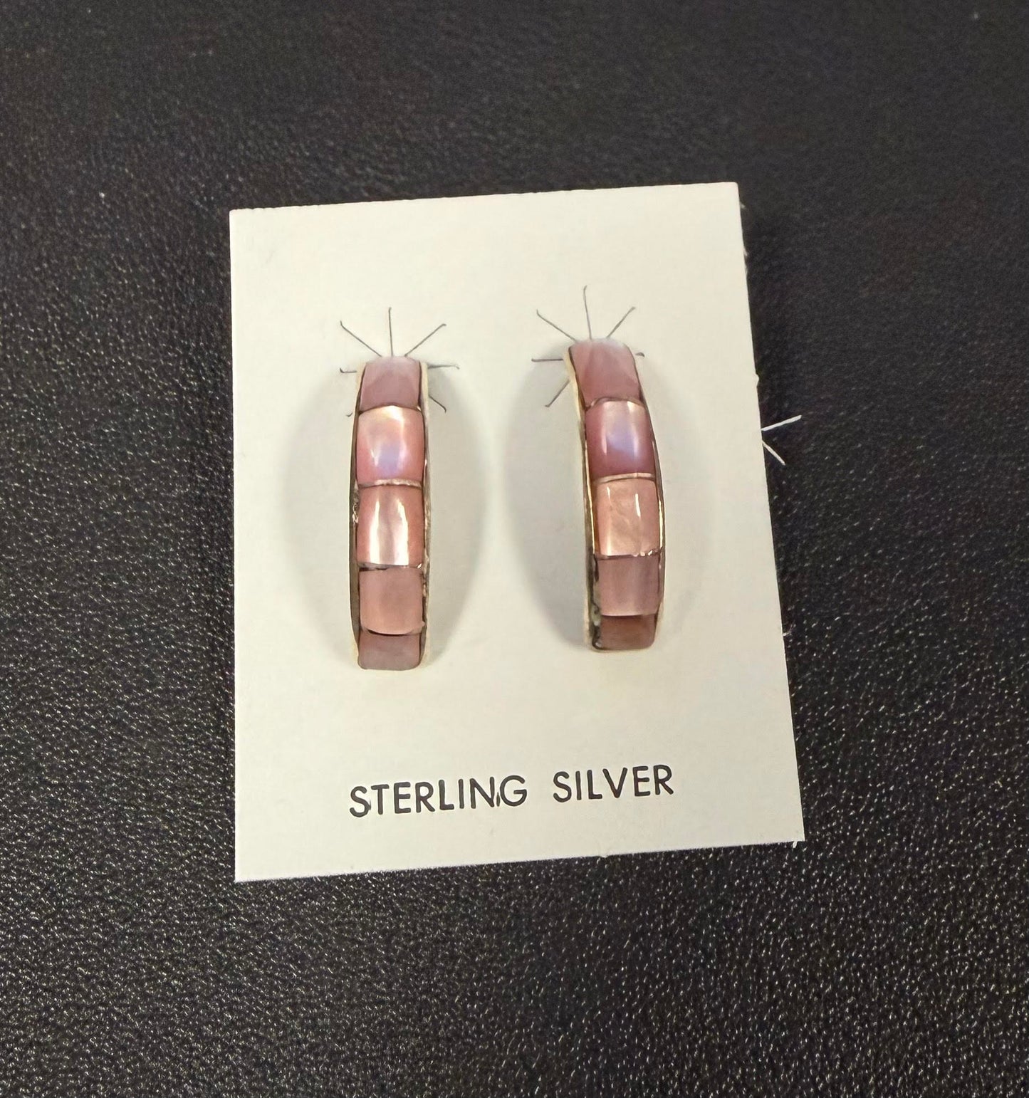 Richard Edankie Stone Inlay Semi Hoop Earrings