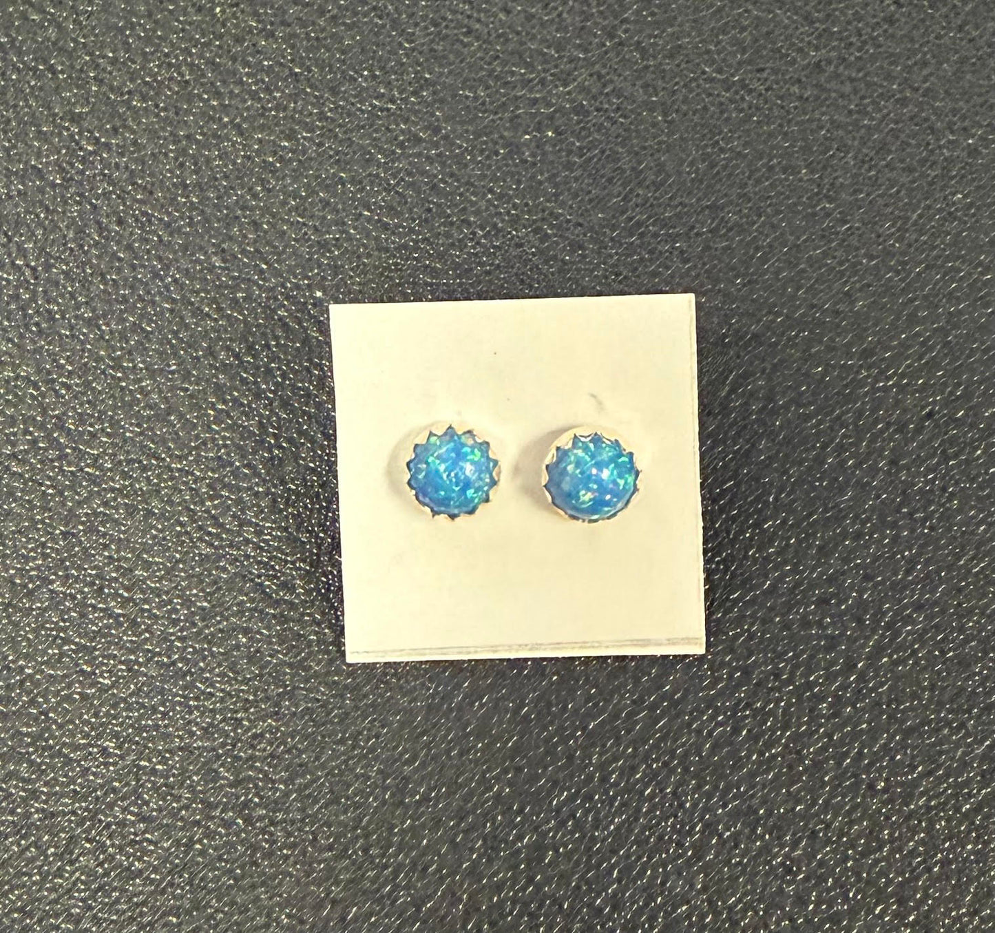 Small Blue Opal Stud Earrings