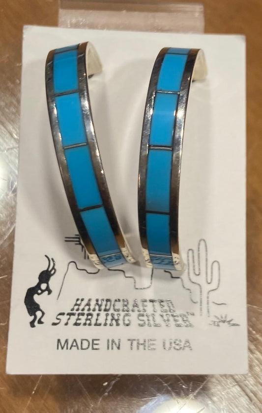 Earrings Zuni Inlay TQ Semi hoop