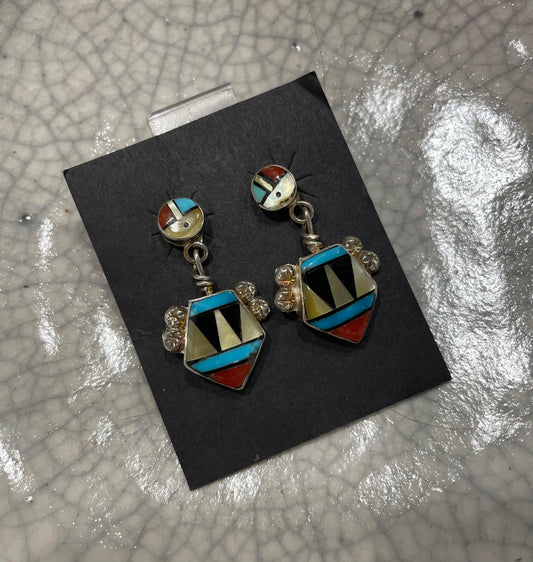 Zuni Multi Stone Dangle Earrings
