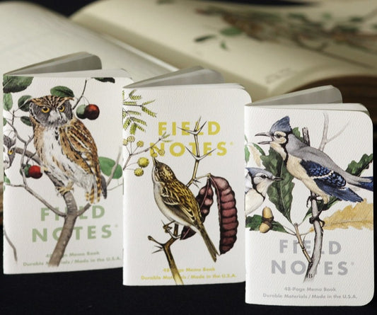 Field Notes Birds and Trees of North America 48-Page Memo Books Pack A: Screech Owl, Blue Jay, Brewer Sparrow (3-Pack)
