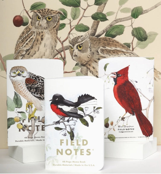 Field Notes Birds and Trees of North America 48-Page Memo Books Pack C: Painted Redstart, Cardinal, Redshoulder Hawk (3-Pack)